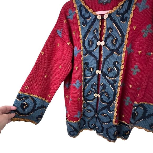 Carole Little Knitwear Double Button Wool Mix Cardigan Size Medium - Picture 3 of 7
